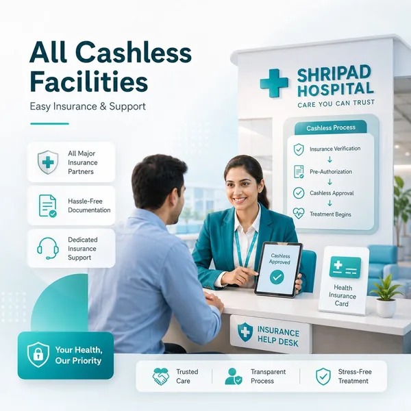 Cashless insurance support desk at Shripad Hospital