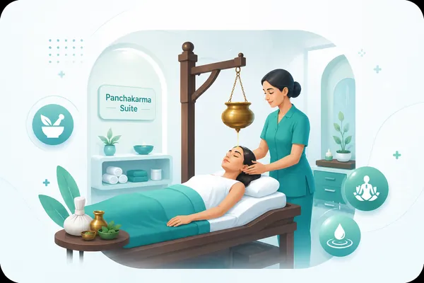 Panchakarma treatment room at Shripad Hospital
