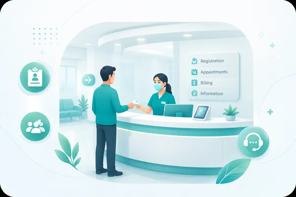 Reception area at Shripad Hospital Rasayani