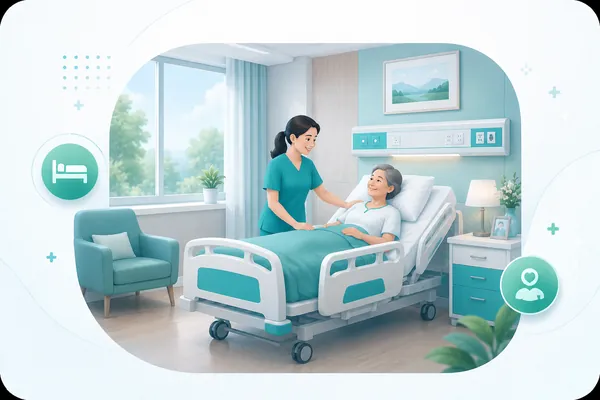 Private patient room at Shripad Hospital